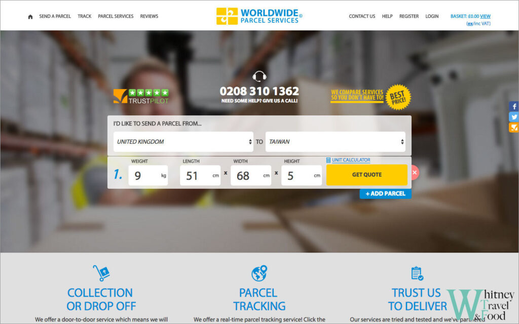 英國到台灣快遞空運推薦:WORLDWIDE Parcel Services 價格實惠、三天抵台 3 worldwide parcel services 3