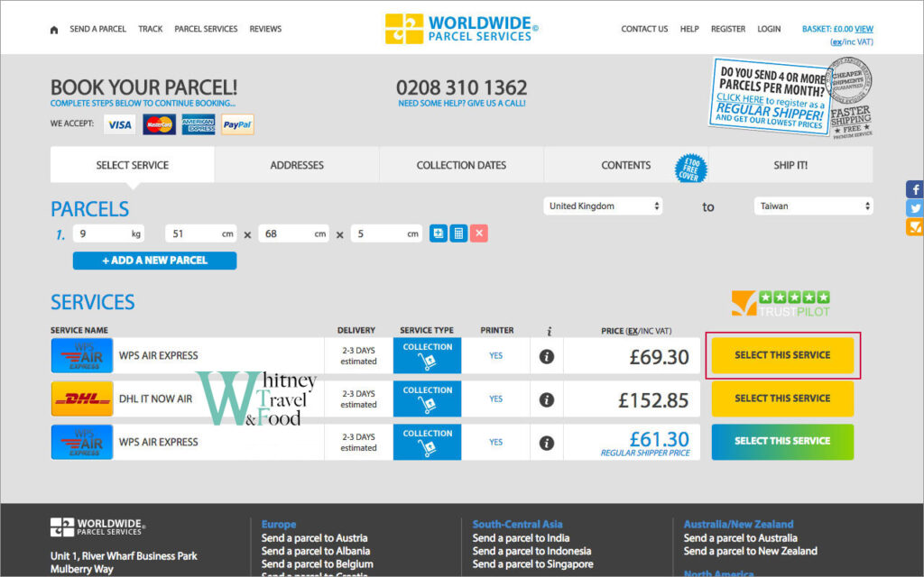 英國到台灣快遞空運推薦:WORLDWIDE Parcel Services 價格實惠、三天抵台 4 worldwide parcel services 4